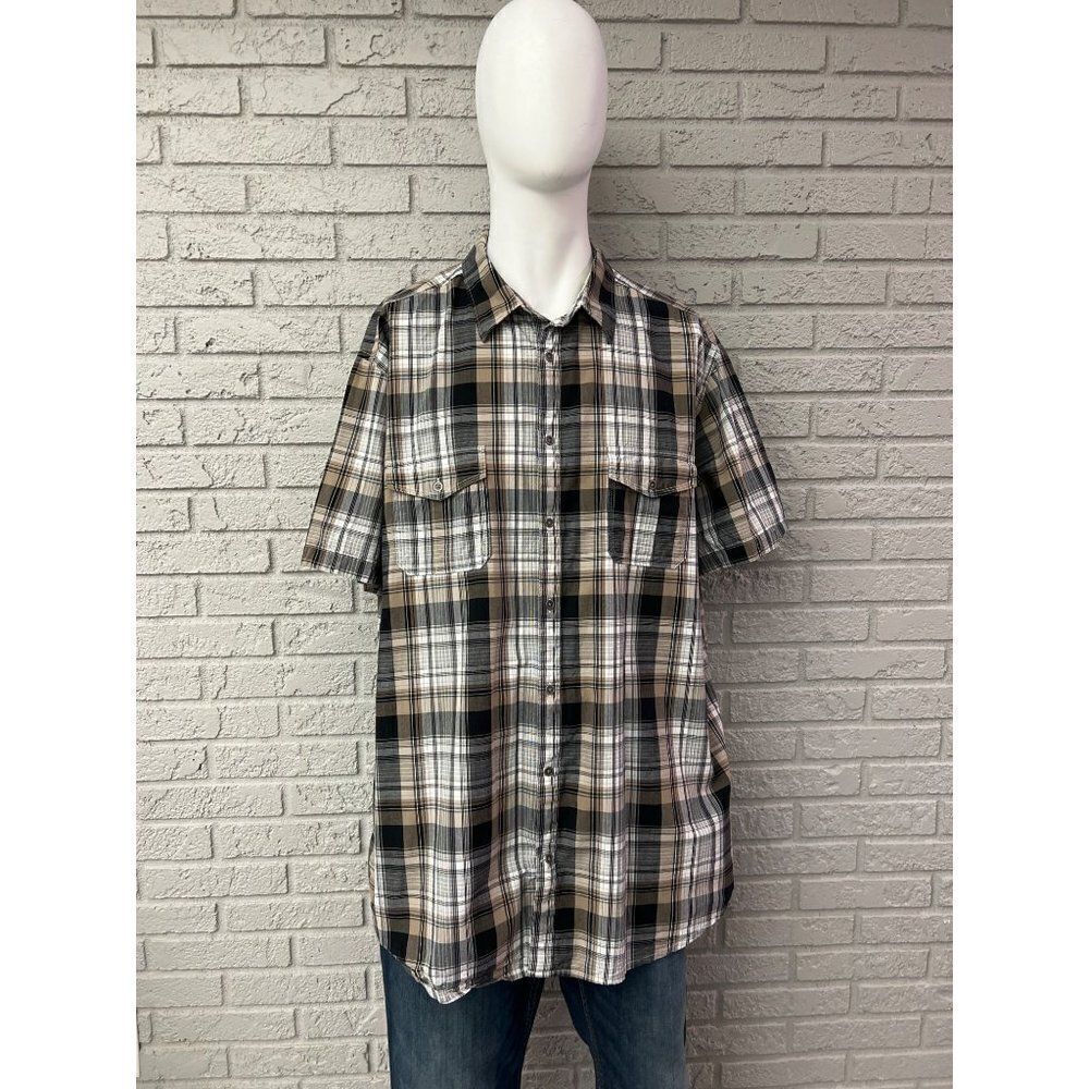 J.Ferrar Men’s Plaid Short Sleeve Shirt Size 2XLT